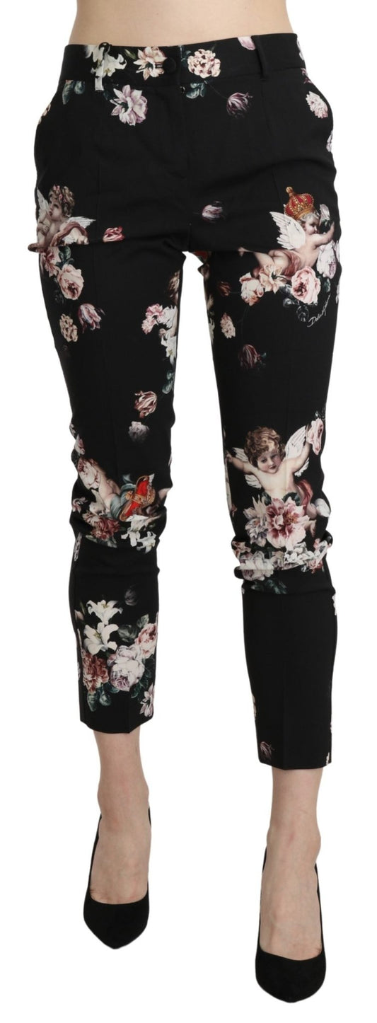 Black Angel Floral Cropped Trouser Wool Pants - coffeewithmee2Dolce & GabbanaP3374S