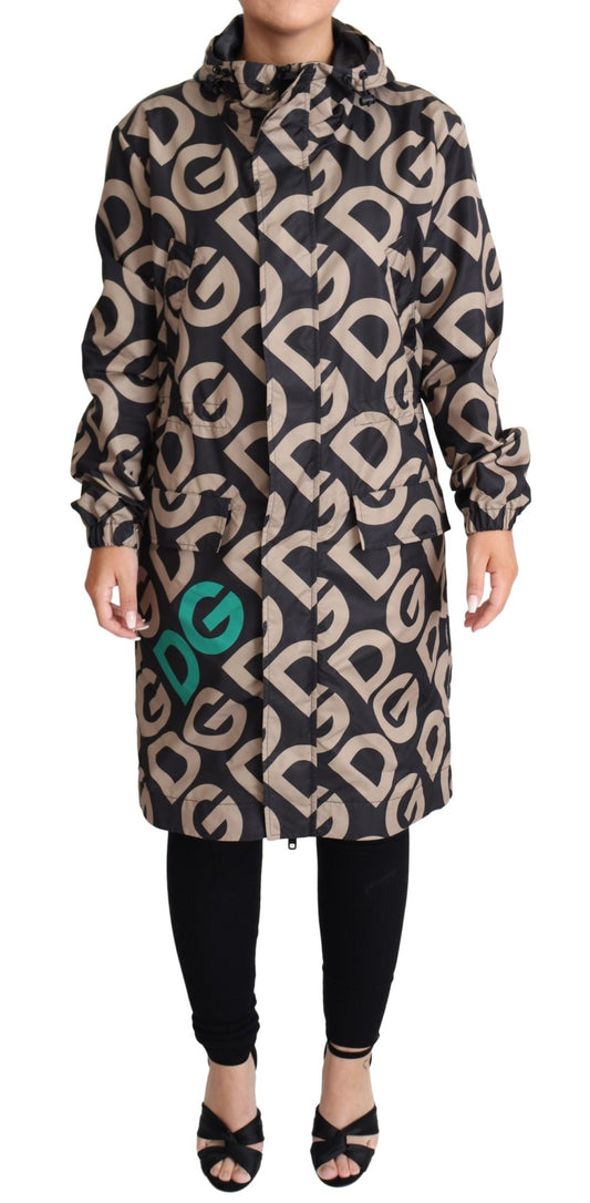 Black Beige DG Mania Windbreaker Coat Jacket - coffeewithmee2Dolce & GabbanaP3819S