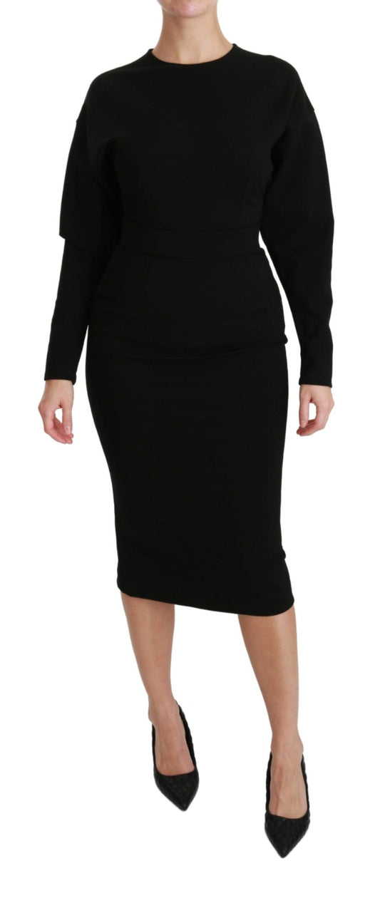 Black Bodycon Sheath Midi Stretch Dress - coffeewithmee2Dolce & GabbanaP3006S