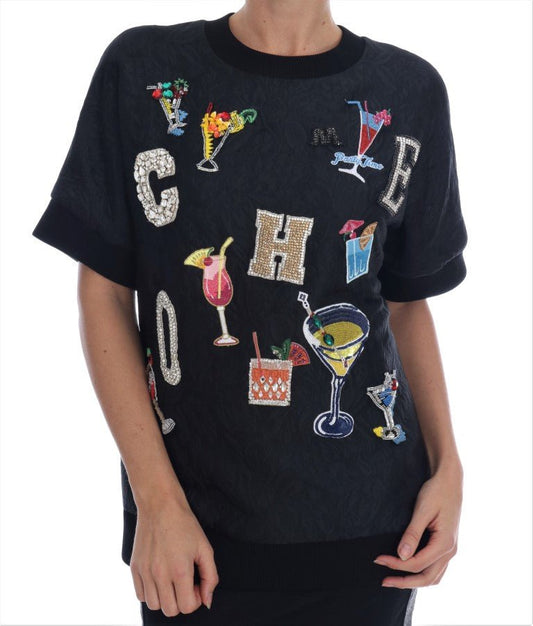 Black Brocade Cocktail Crystal Sweater - coffeewithmee2Dolce & GabbanaP2179S