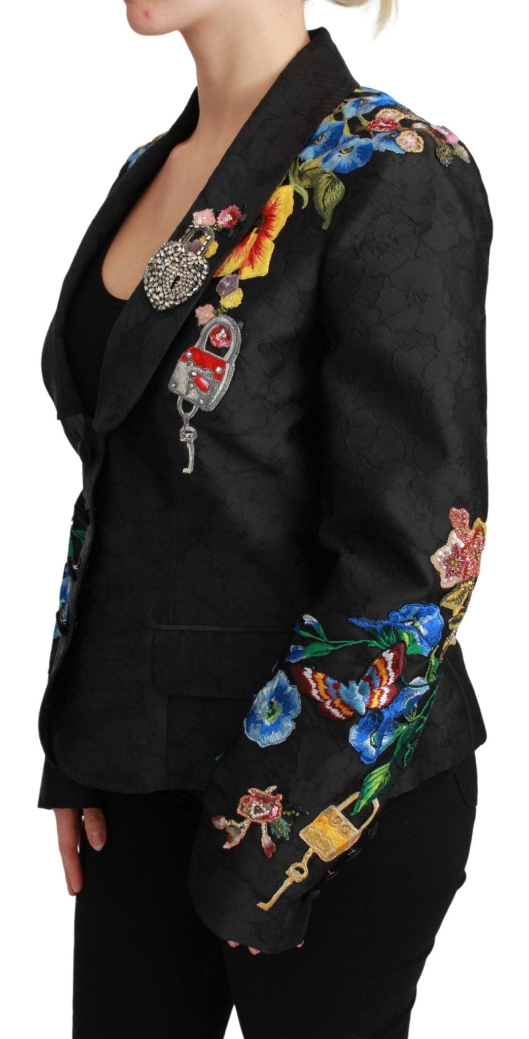 Black Brocade Crystal Blazer Jacket - coffeewithmee2Dolce & GabbanaP3066S