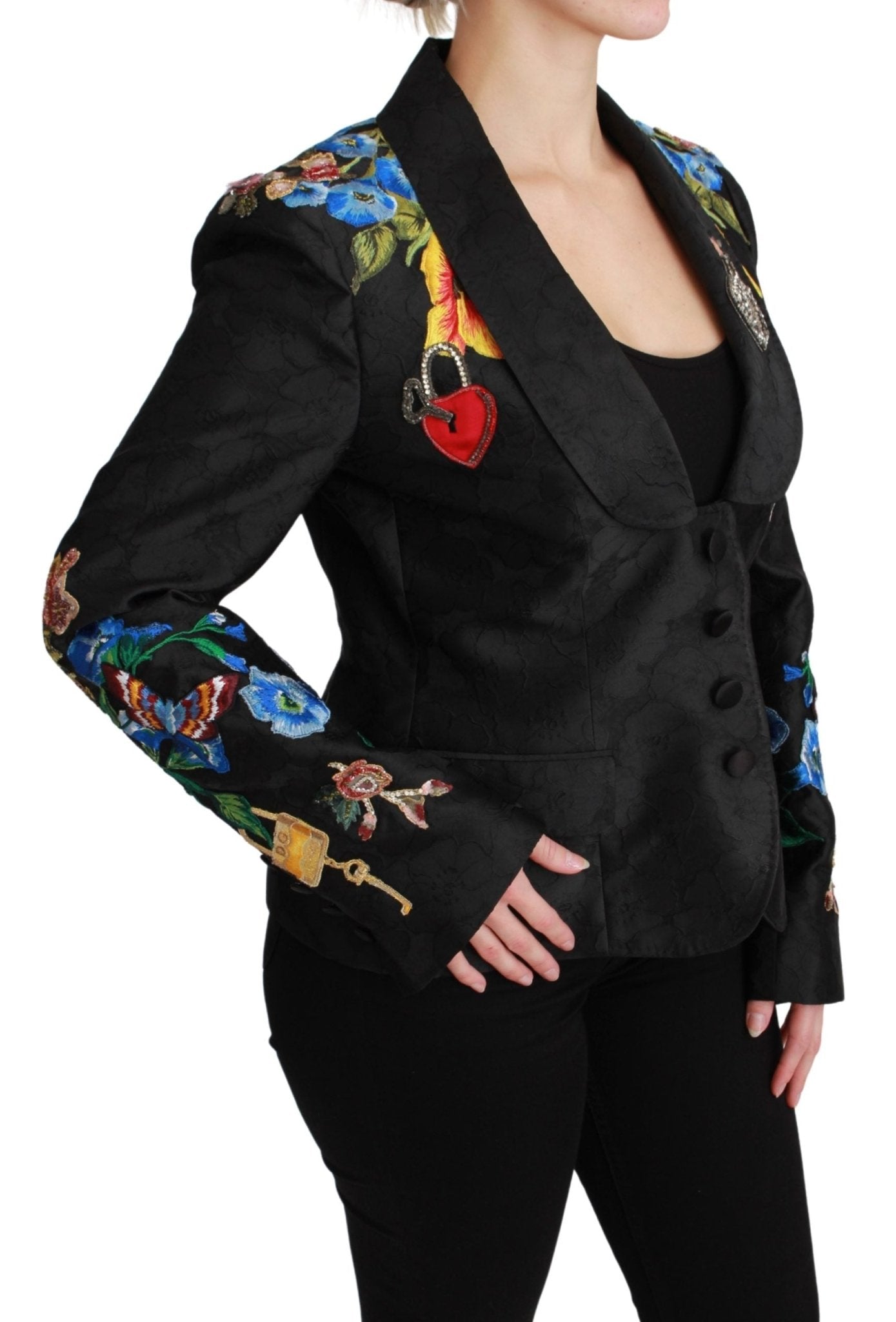 Black Brocade Crystal Blazer Jacket - coffeewithmee2Dolce & GabbanaP3066S