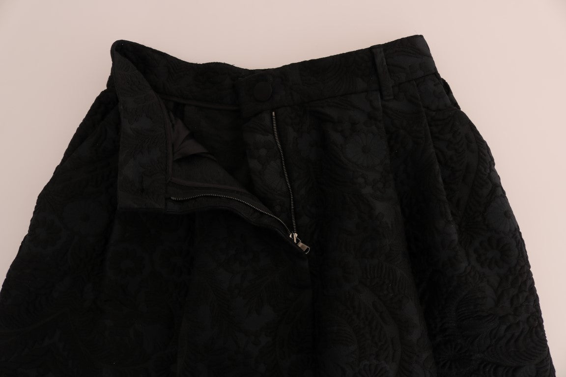 Black Brocade High Waist Capri Shorts - coffeewithmee2Dolce & GabbanaP1327S