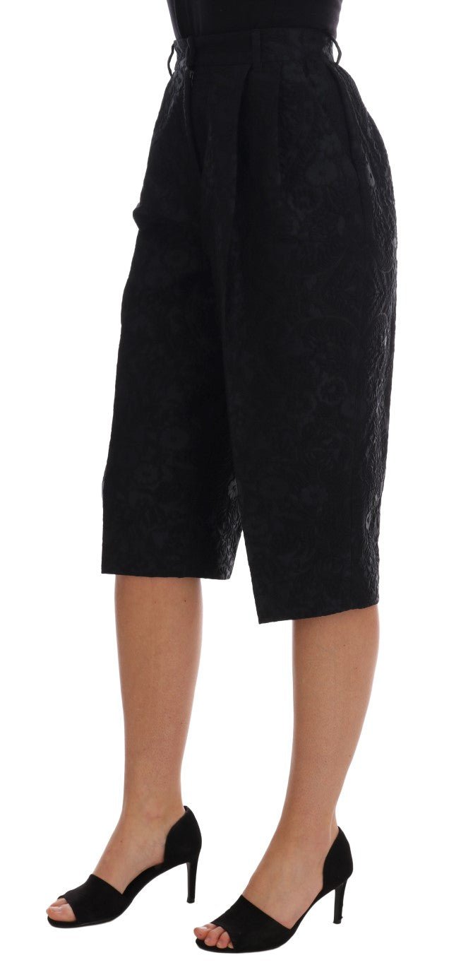 Black Brocade High Waist Capri Shorts - coffeewithmee2Dolce & GabbanaP1327S