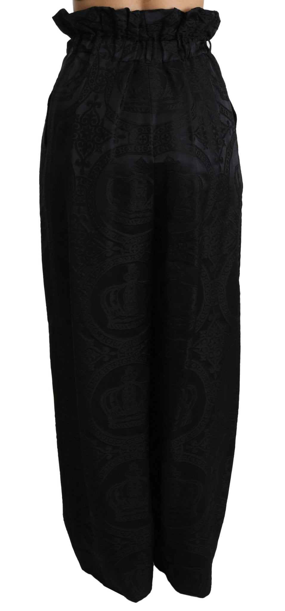Black Brocade High Waist Wide Leg Cotton Pant - coffeewithmee2Dolce & GabbanaP2723S