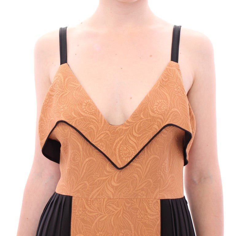 Black Bronze Silk Sleeveless Above Sheath Dress - coffeewithmee2FILOSP1043S