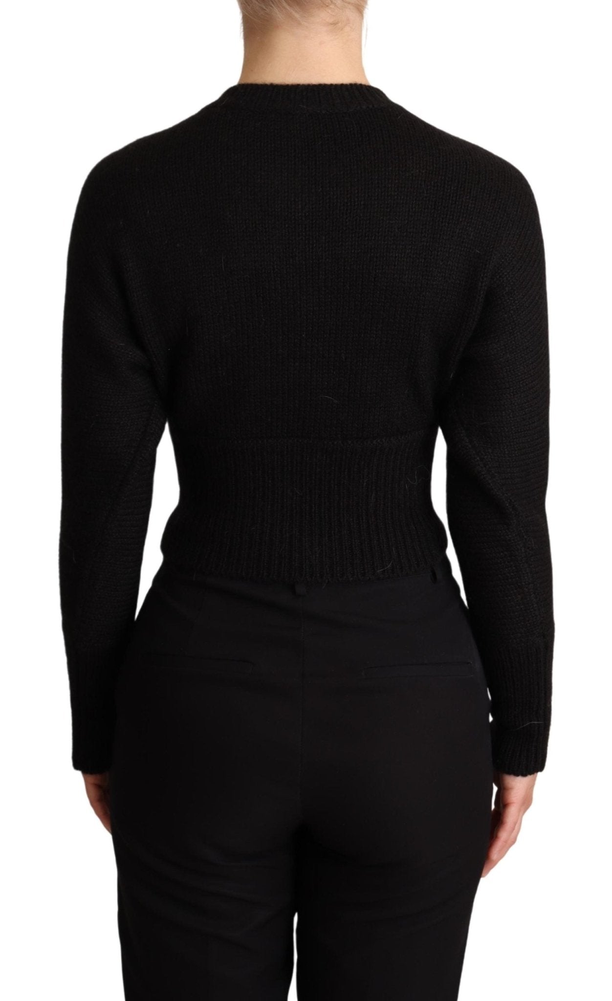 Black Button Embellished Cardigan Sweater - coffeewithmee2Dolce & GabbanaP5260S