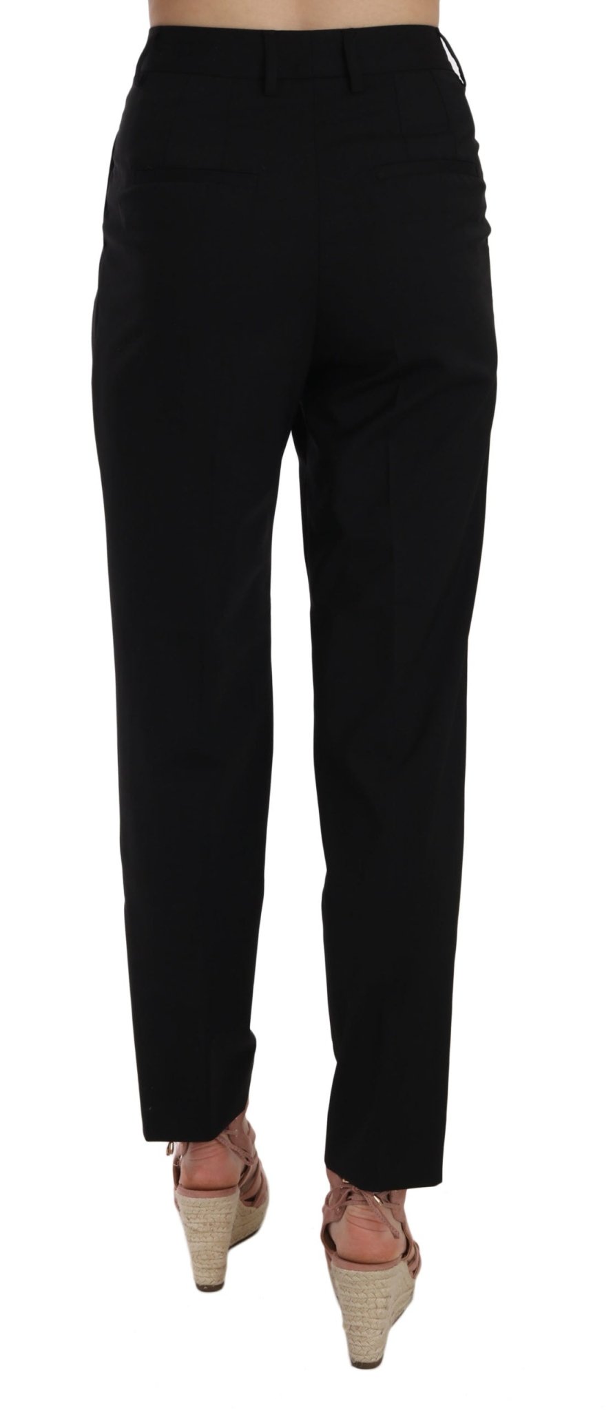 Black Button Pleated Tapered Trouser Pants - coffeewithmee2Dolce & GabbanaP2387S