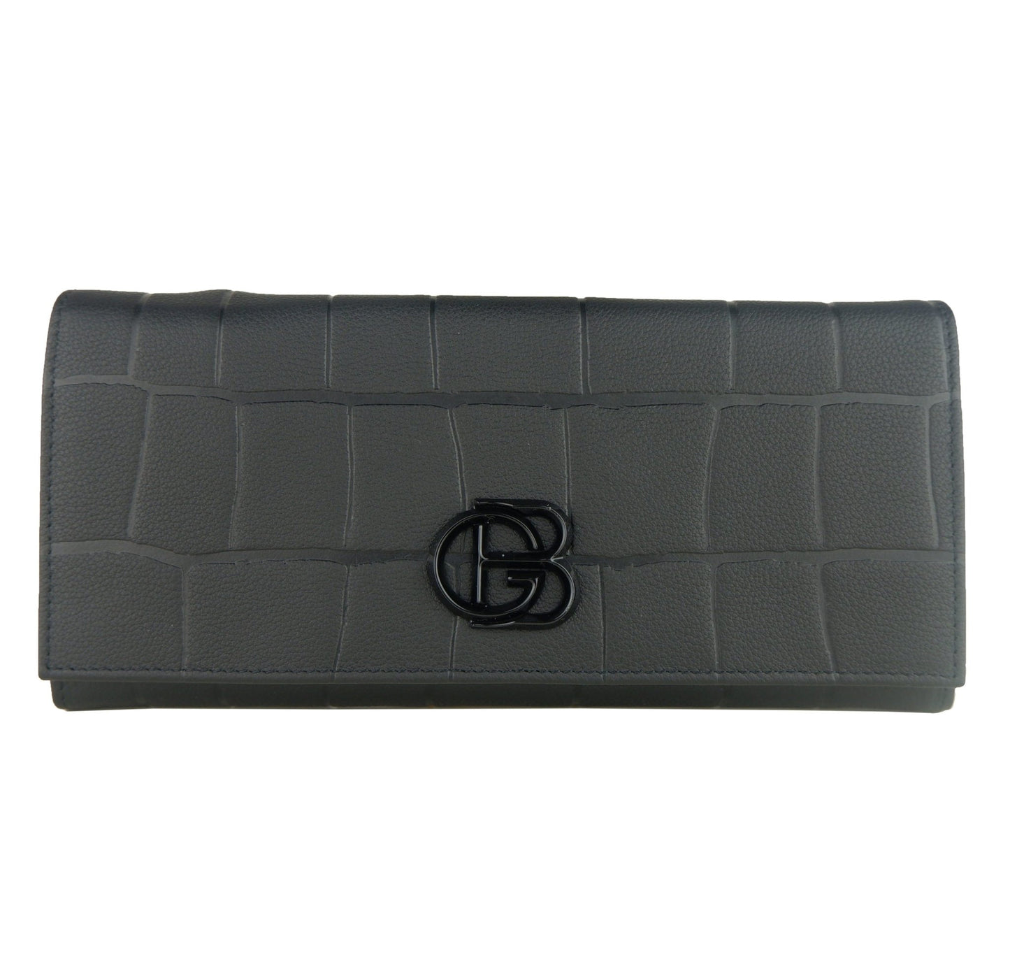 Black Calf Leather Croco Texture Crossbody Bag - coffeewithmee2BaldininiP0352S