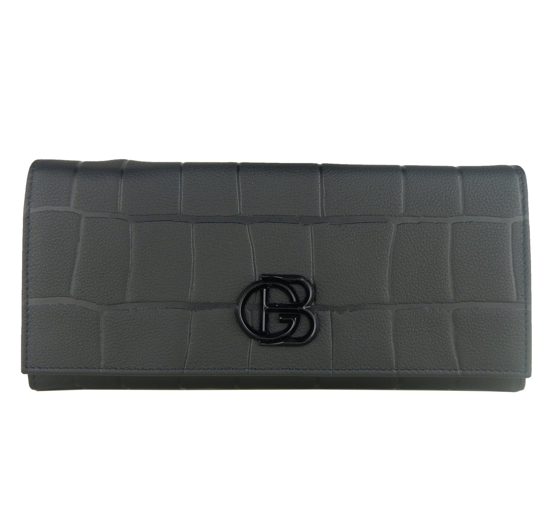 Black Calf Leather Croco Texture Crossbody Bag - coffeewithmee2BaldininiP0352S