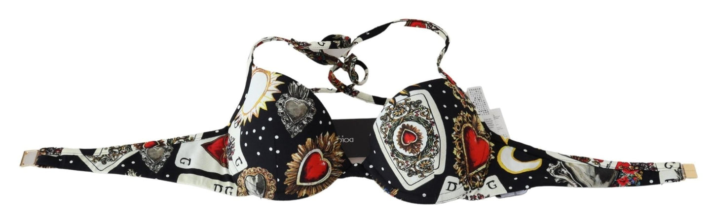 Black Card Deck Print Women Swimwear Bikini Tops - coffeewithmee2Dolce & GabbanaP4142S