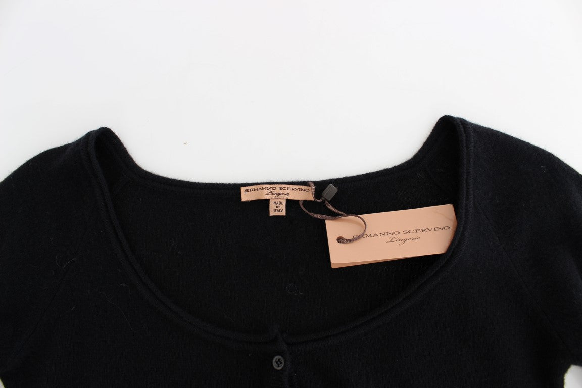 Black Cashmere Cardigan Sweater - coffeewithmee2Ermanno ScervinoP1177S