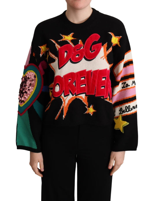 Black Cashmere D&G FOREVER Sequined Sweater - coffeewithmee2Dolce & GabbanaP5218S