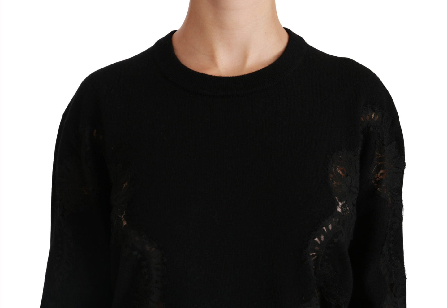 Black Cashmere Floral Lace Cutout Sweater - coffeewithmee2Dolce & GabbanaP2877S