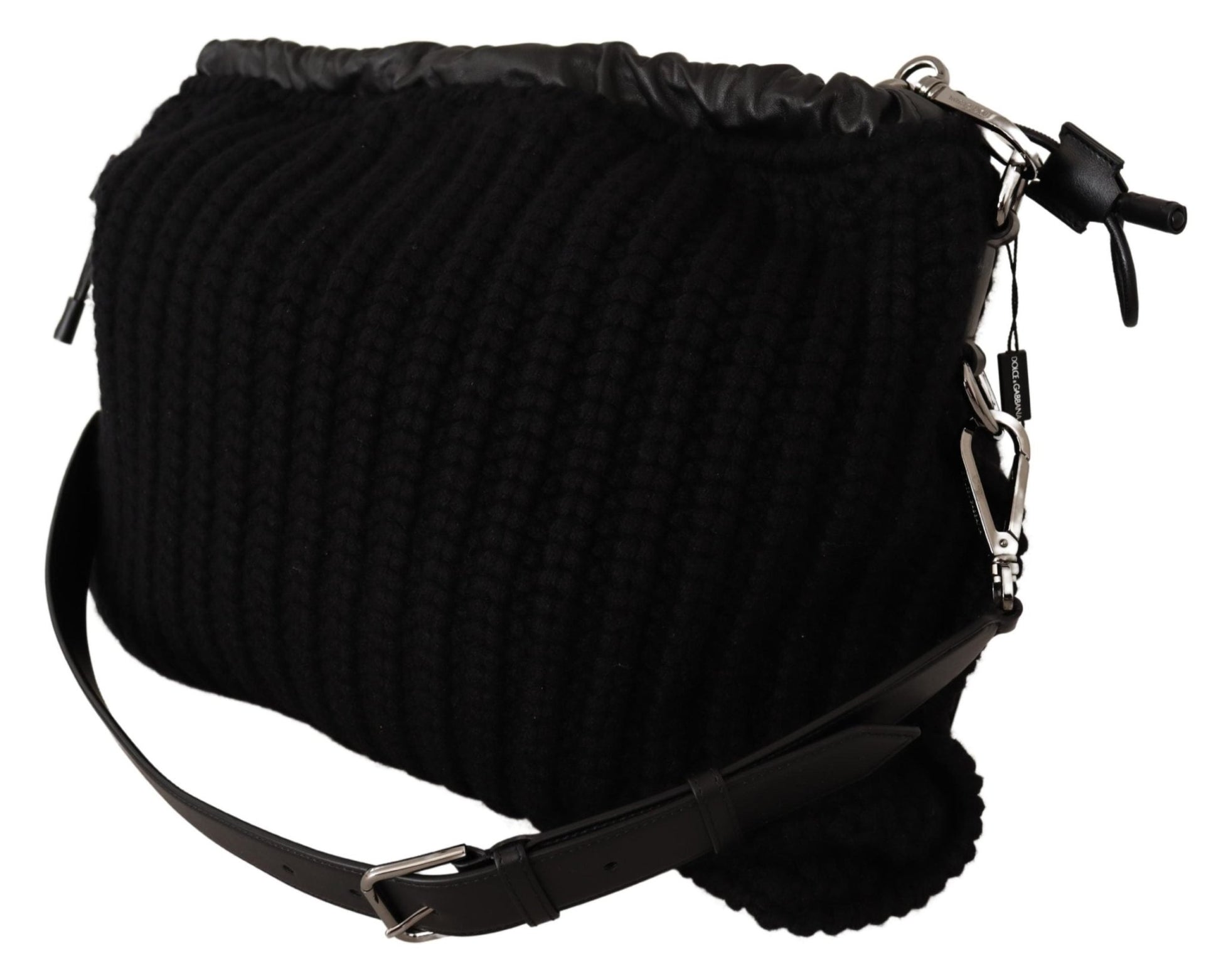 Black Cashmere Knitted Shoulder Crossbody Bag - coffeewithmee2Dolce & GabbanaP0378S