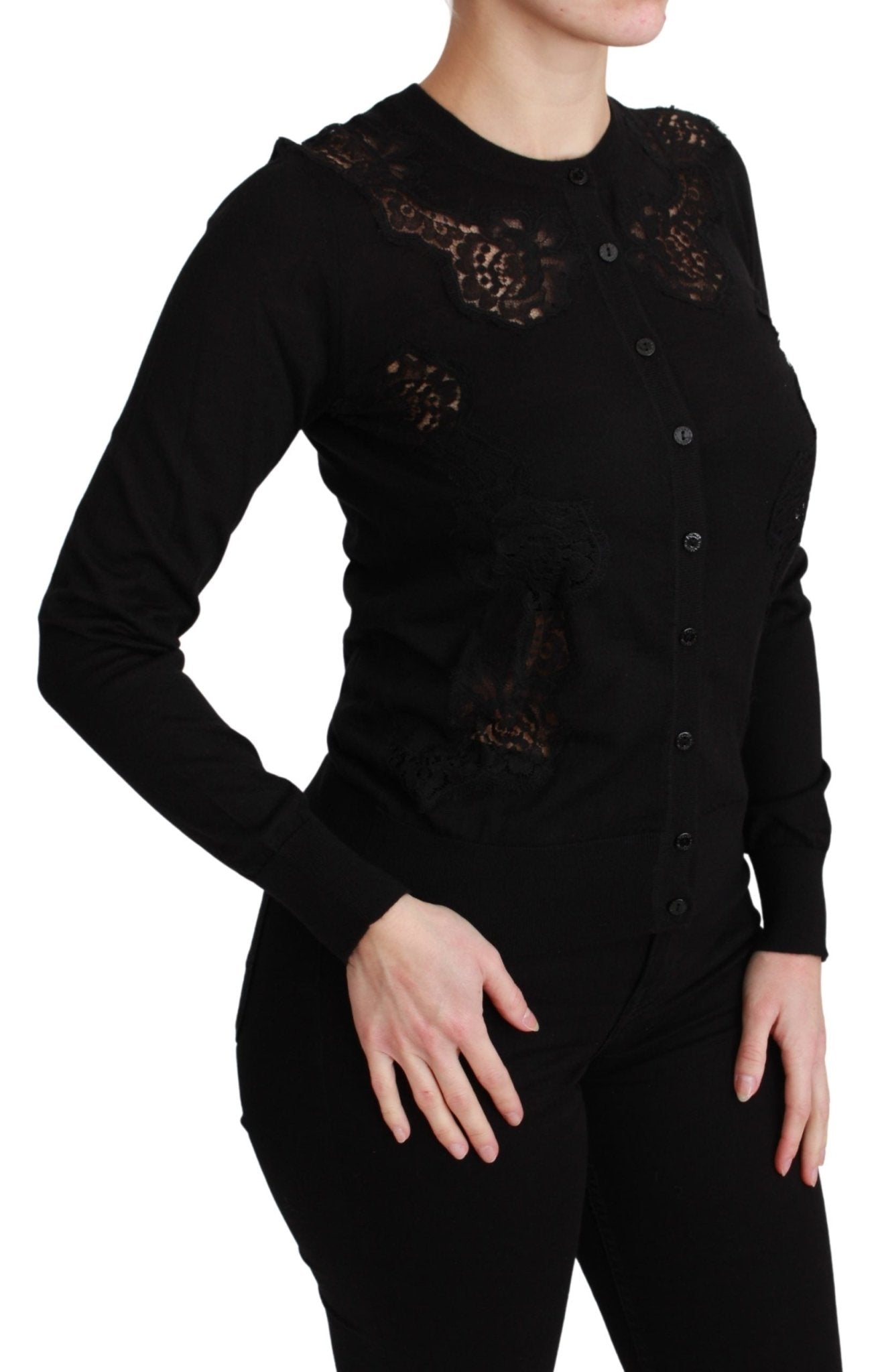 Black Cashmere Lace Cardigan Sweater - coffeewithmee2Dolce & GabbanaP3014S