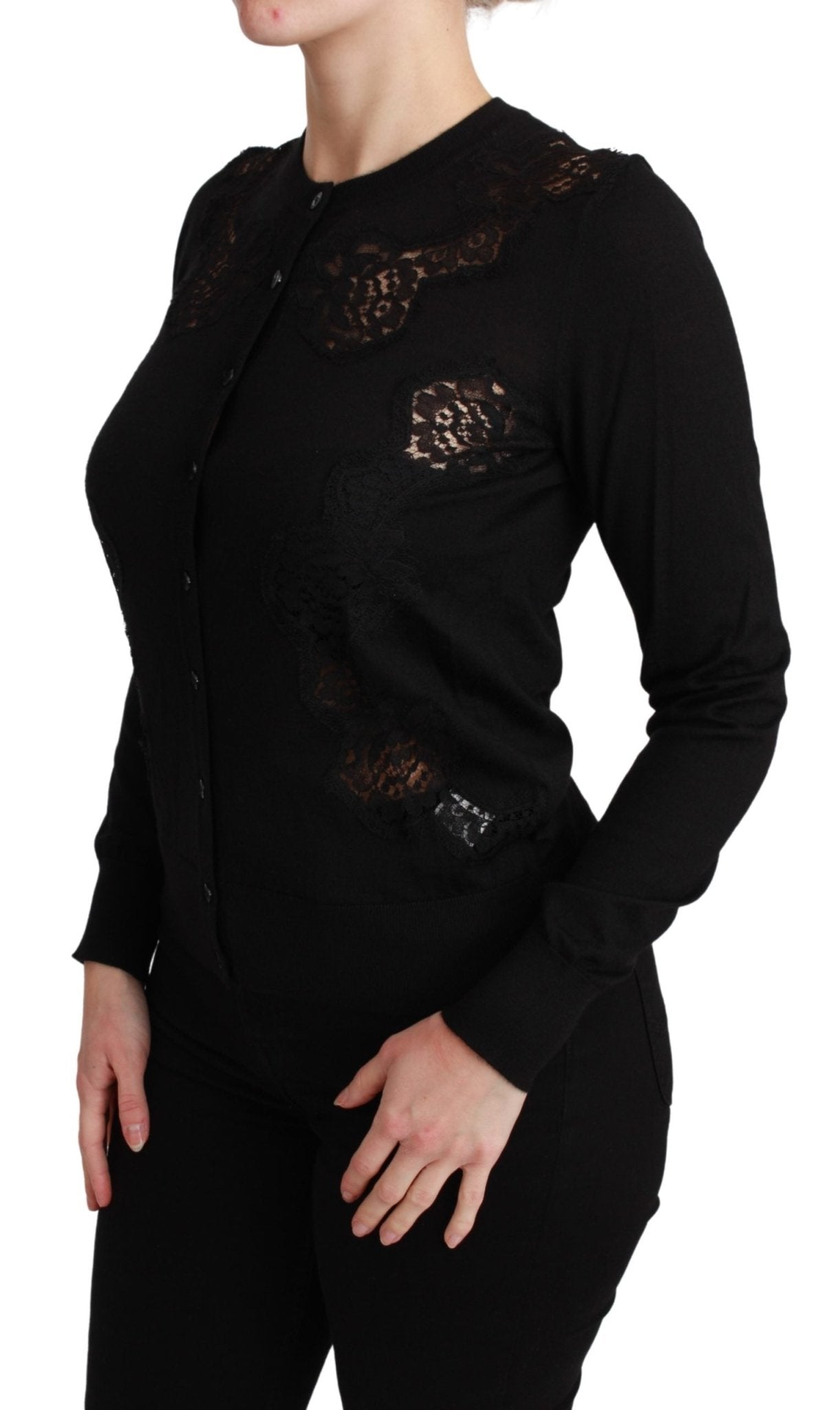 Black Cashmere Lace Cardigan Sweater - coffeewithmee2Dolce & GabbanaP3014S