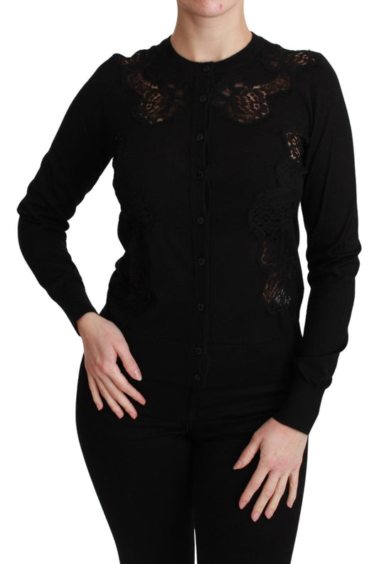 Black Cashmere Lace Cardigan Sweater - coffeewithmee2Dolce & GabbanaP3014S