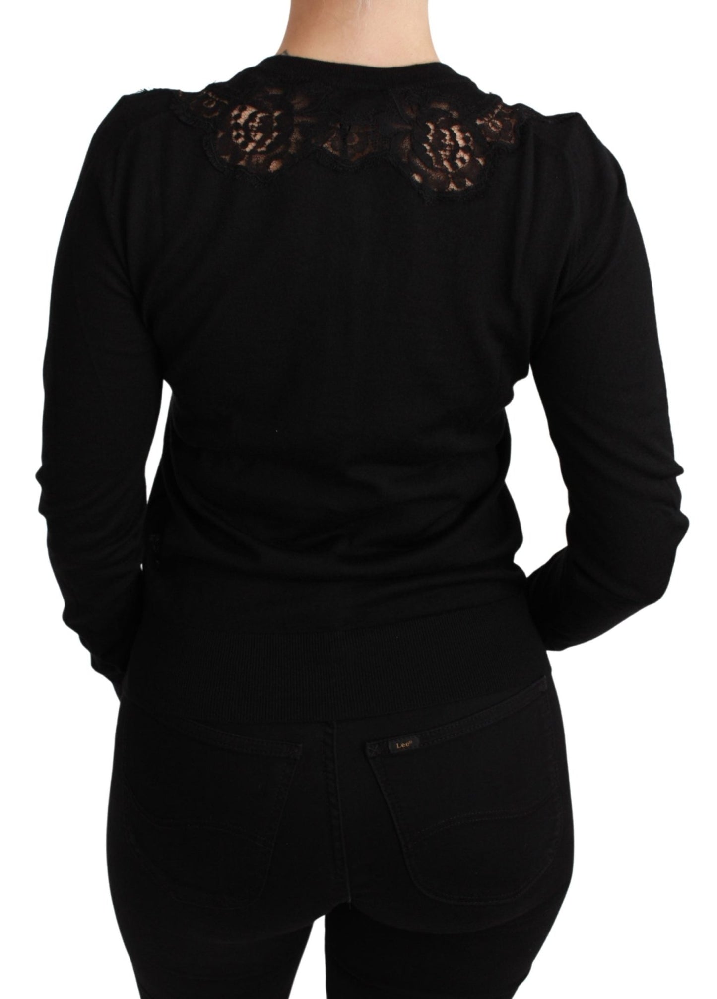 Black Cashmere Lace Cardigan Sweater - coffeewithmee2Dolce & GabbanaP3014S