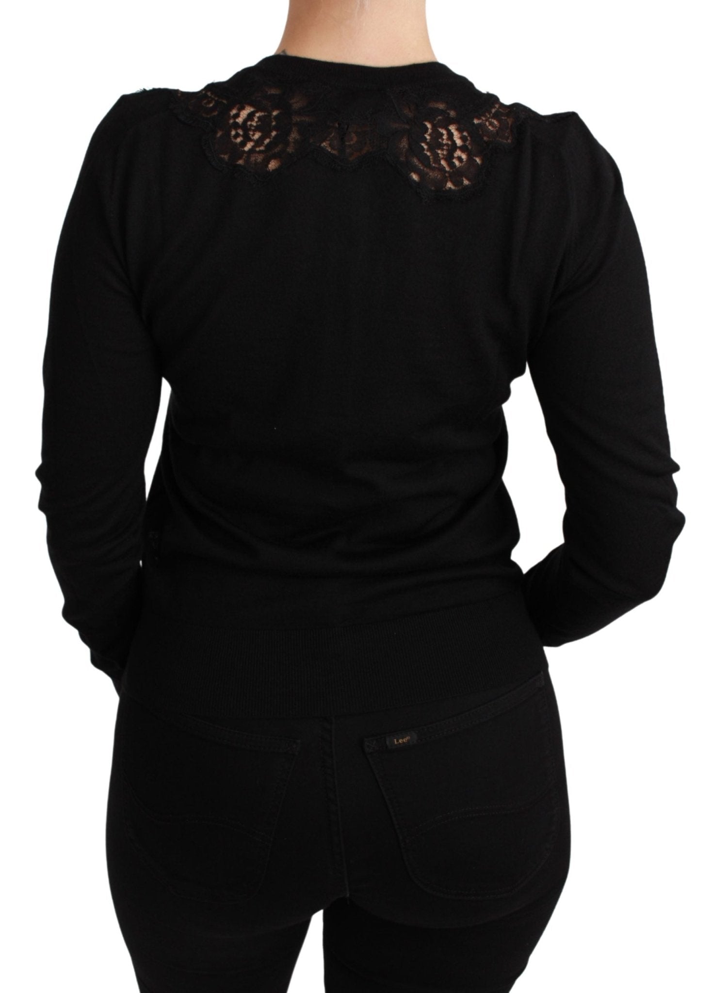 Black Cashmere Lace Cardigan Sweater - coffeewithmee2Dolce & GabbanaP3014S