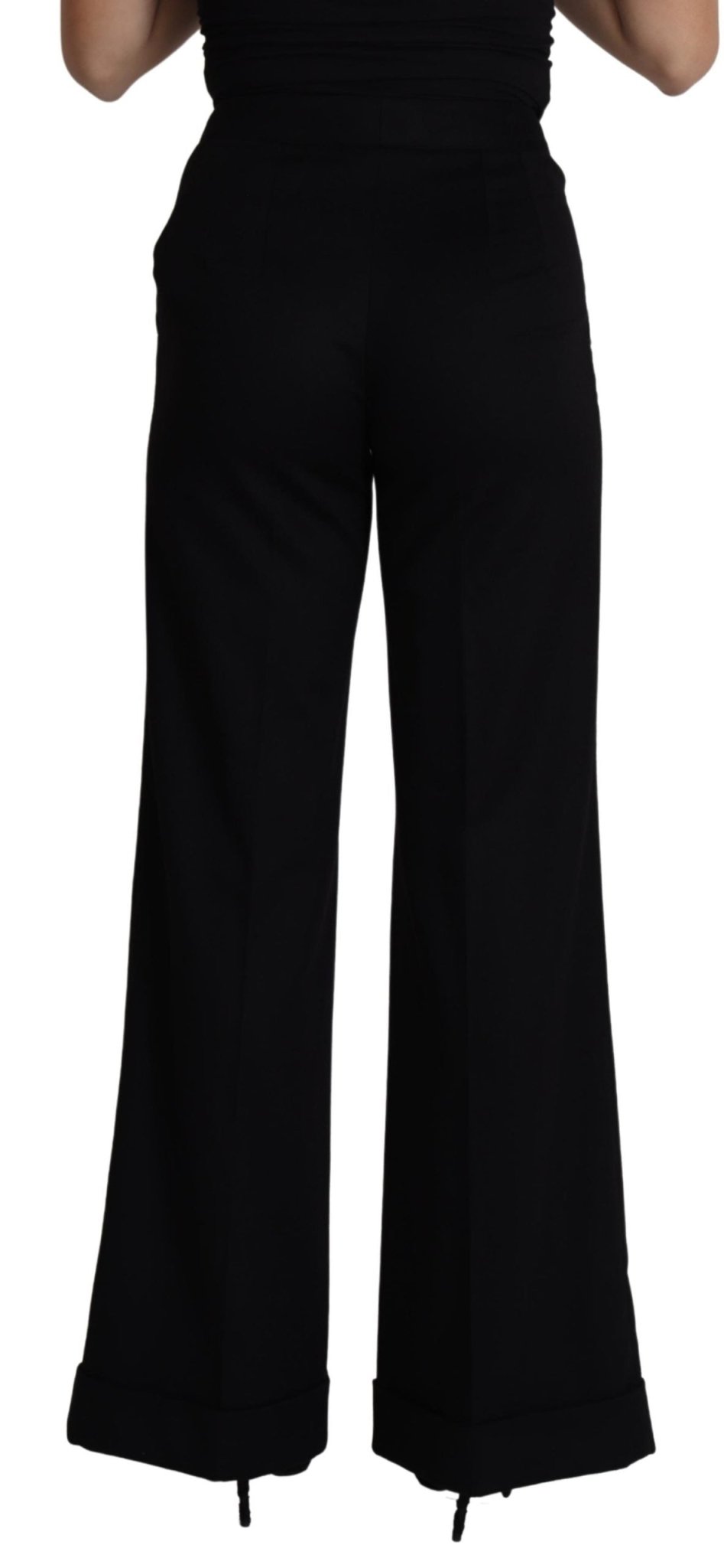Black Cashmere Wide Leg Women Trouser Pants - coffeewithmee2Dolce & GabbanaP3824S
