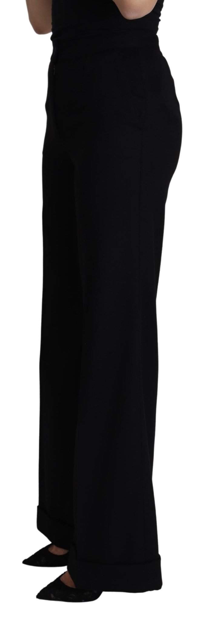 Black Cashmere Wide Leg Women Trouser Pants - coffeewithmee2Dolce & GabbanaP3824S