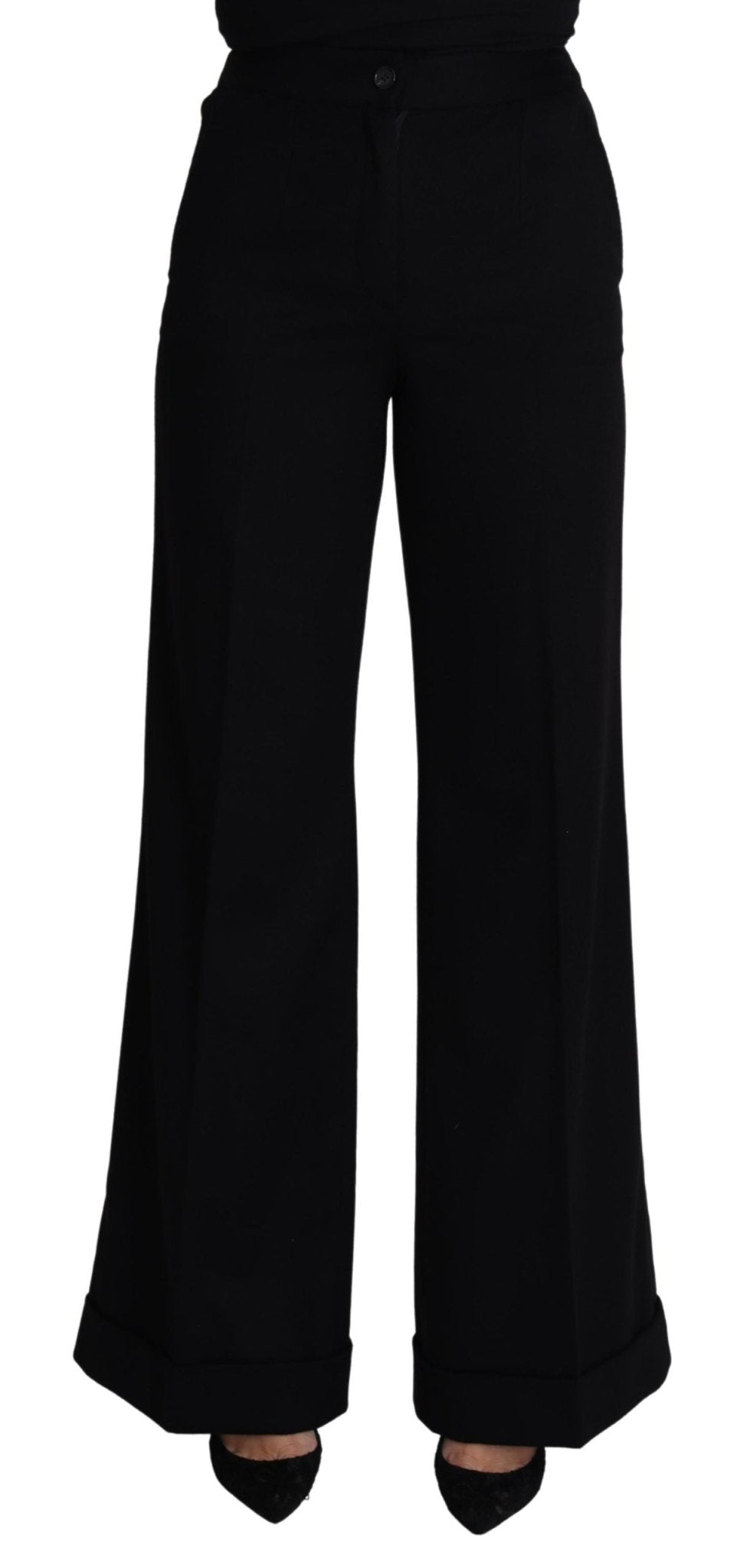 Black Cashmere Wide Leg Women Trouser Pants - coffeewithmee2Dolce & GabbanaP3824S