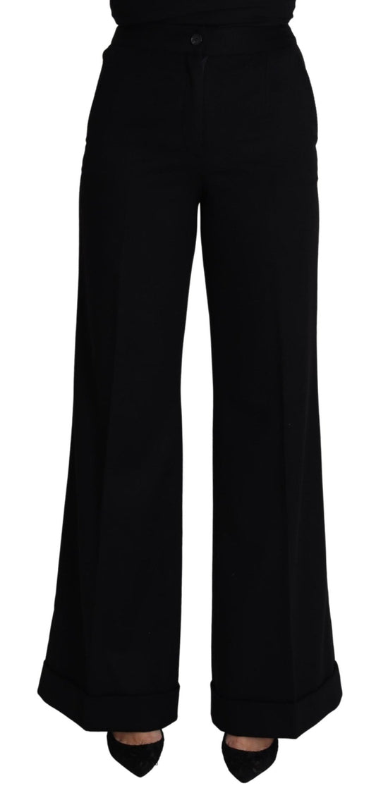 Black Cashmere Wide Leg Women Trouser Pants - coffeewithmee2Dolce & GabbanaP3824S