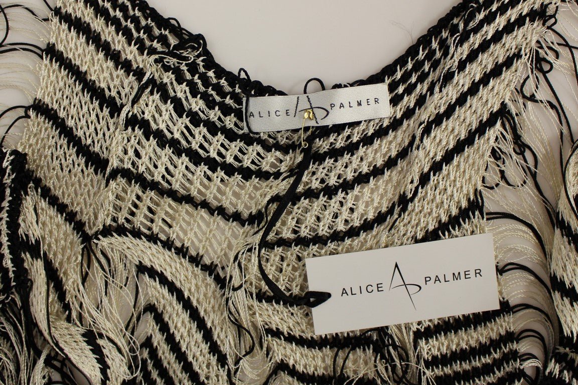 Black Chainette Knit Striped Assymetrical Dress - coffeewithmee2Alice PalmerP1221S