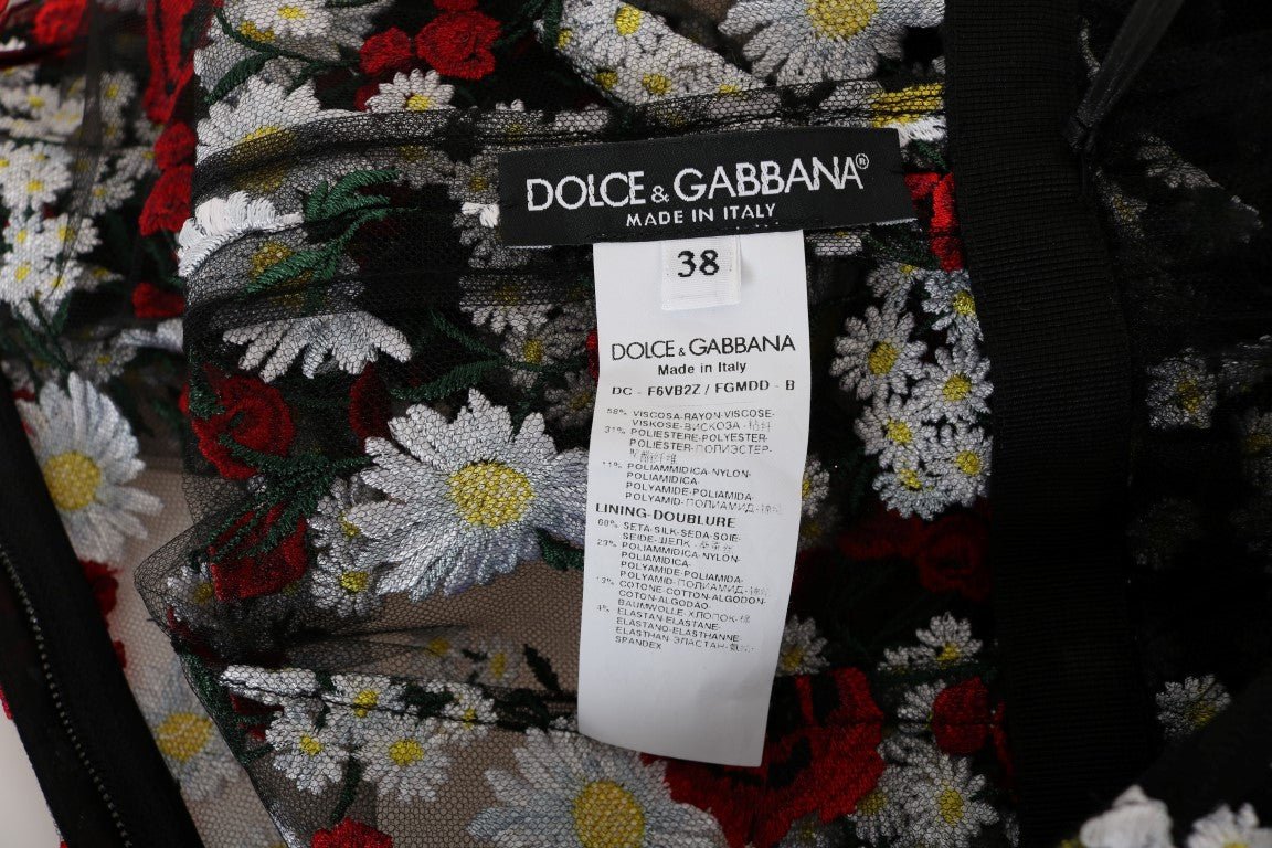 Black Chamomile Roses Embroidered Dress - coffeewithmee2Dolce & GabbanaP1974S