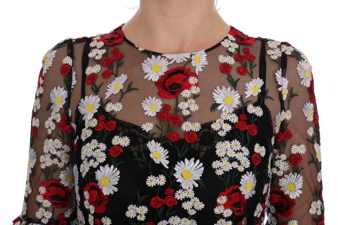 Black Chamomile Roses Embroidered Dress - coffeewithmee2Dolce & GabbanaP1974S