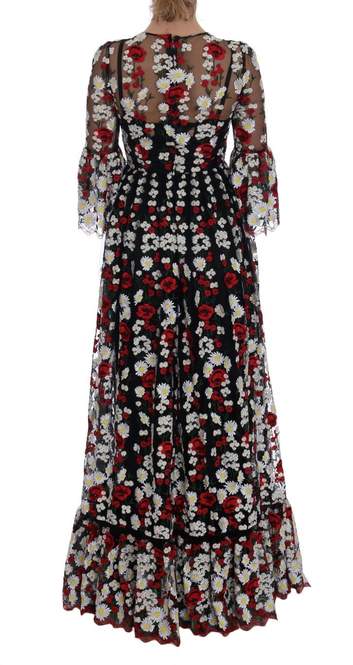 Black Chamomile Roses Embroidered Dress - coffeewithmee2Dolce & GabbanaP1974S