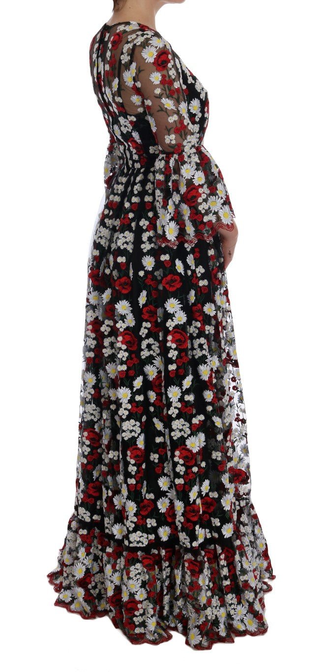 Black Chamomile Roses Embroidered Dress - coffeewithmee2Dolce & GabbanaP1974S
