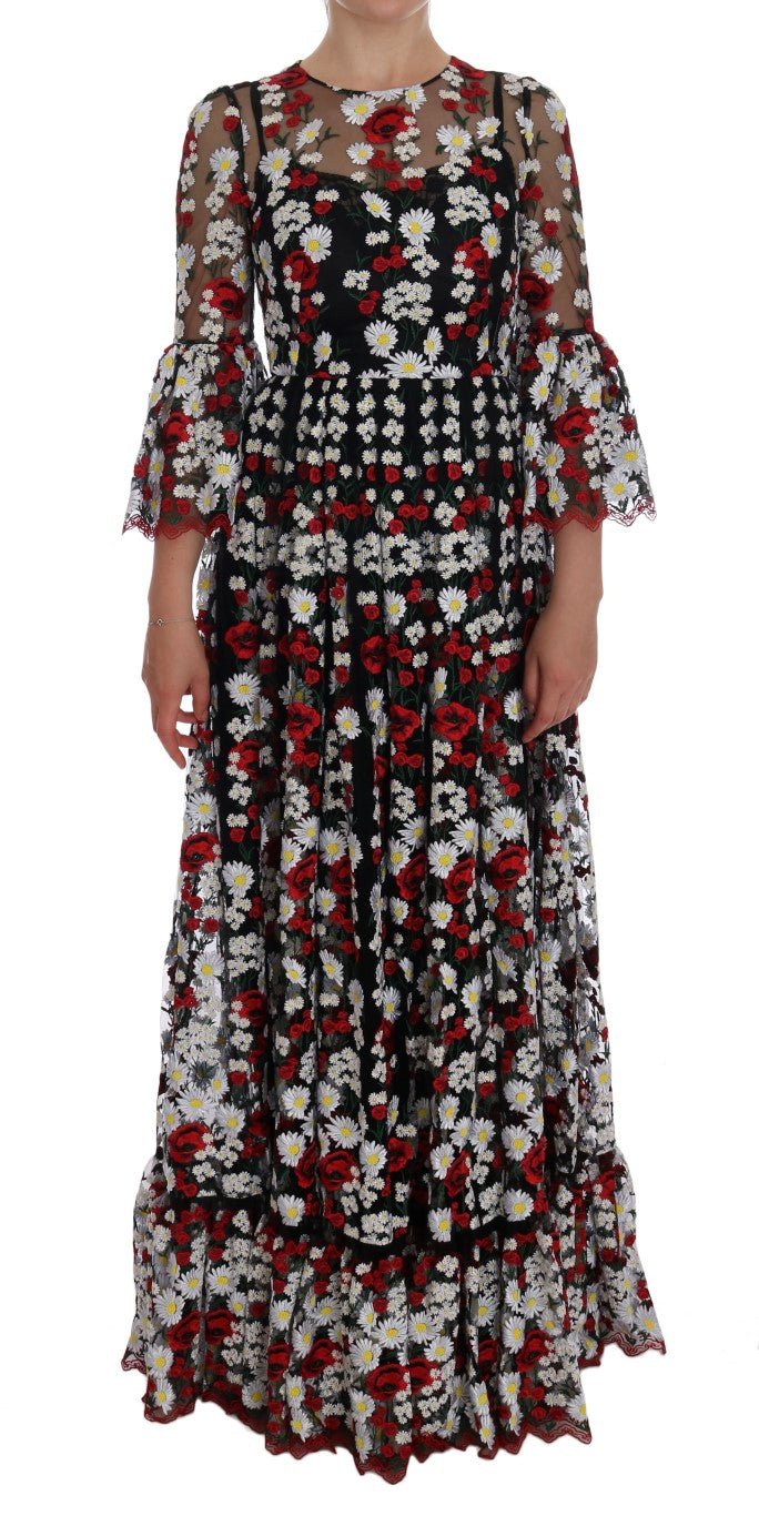 Black Chamomile Roses Embroidered Dress - coffeewithmee2Dolce & GabbanaP1974S