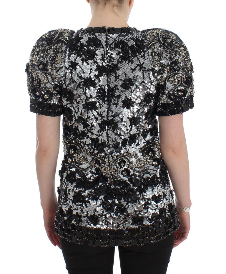 Black Clear Crystal Runway Blouse Top - coffeewithmee2Dolce & GabbanaP0936S