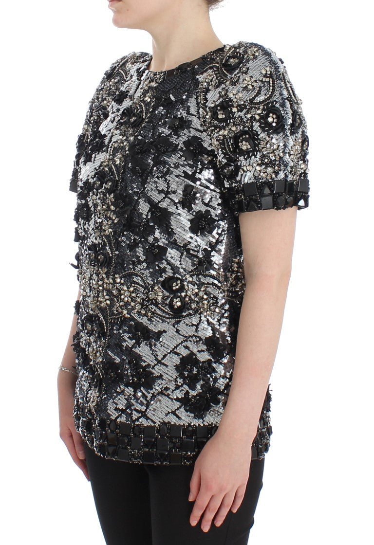 Black Clear Crystal Runway Blouse Top - coffeewithmee2Dolce & GabbanaP0936S