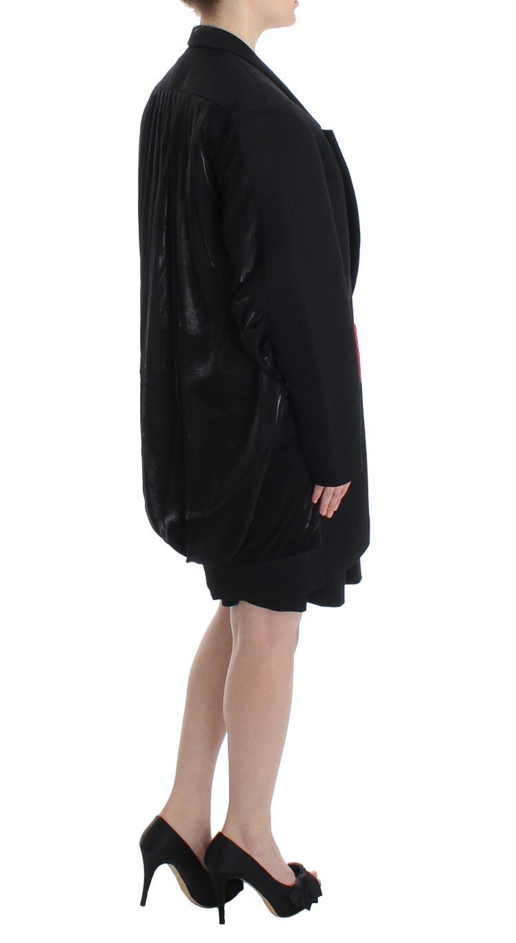 Black Coat Trench Long Draped Jacket Blazer - coffeewithmee2KAALE SUKTAEP1182S