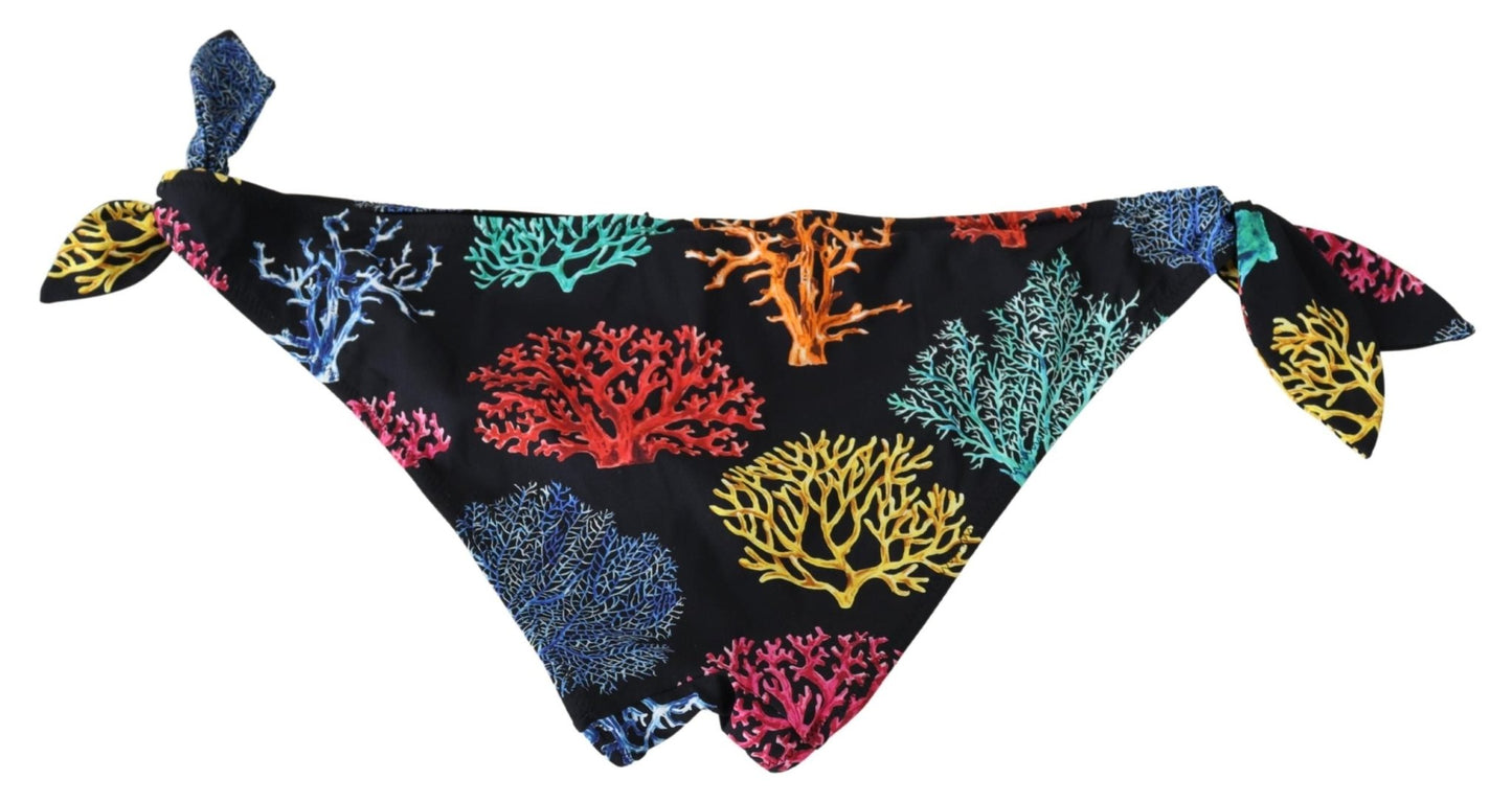 Black Coral Print Swimwear Beachwear Bikini Bottom - coffeewithmee2Dolce & GabbanaP3931S