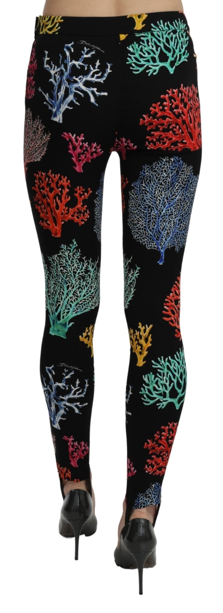 Black Coral Tights Silk Stretch Slim Fit Pants - coffeewithmee2Dolce & GabbanaP3213S