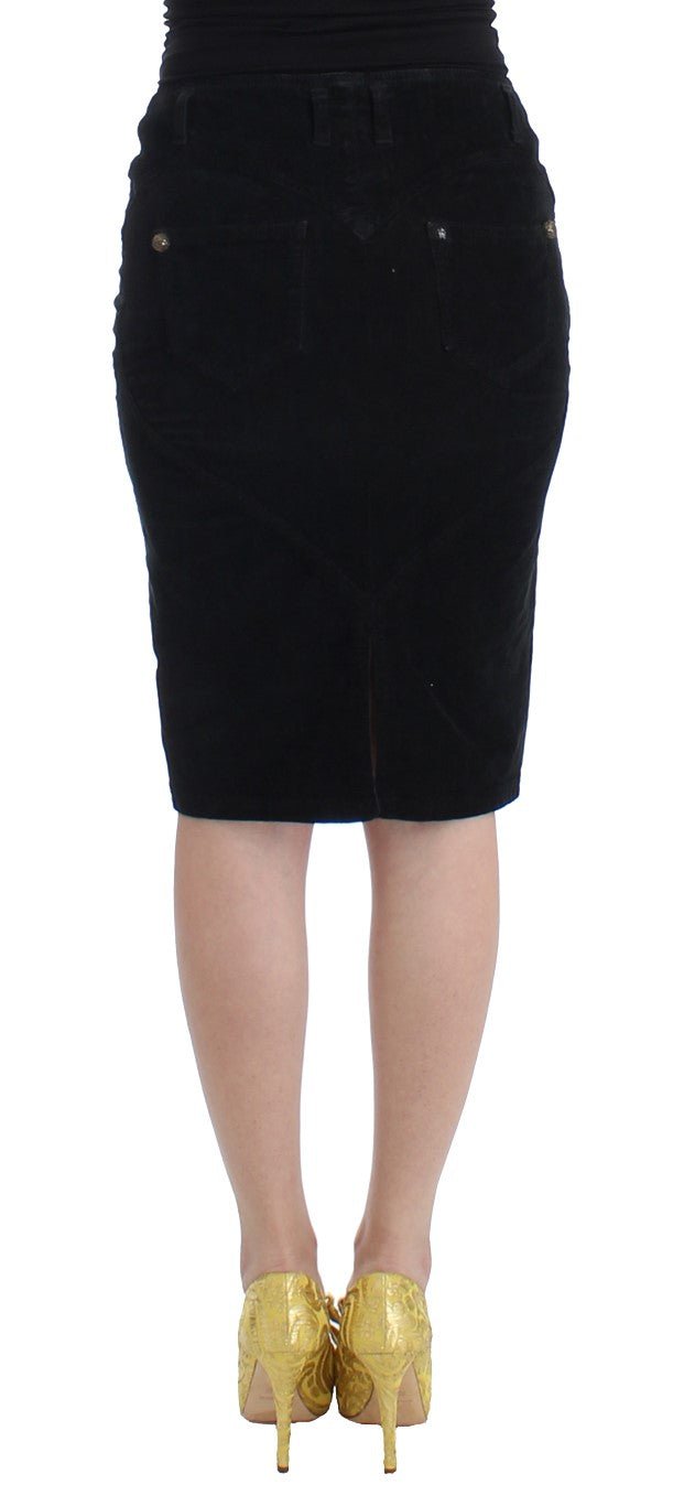 Black Corduroy Pencil Skirt - coffeewithmee2CavalliP0580S