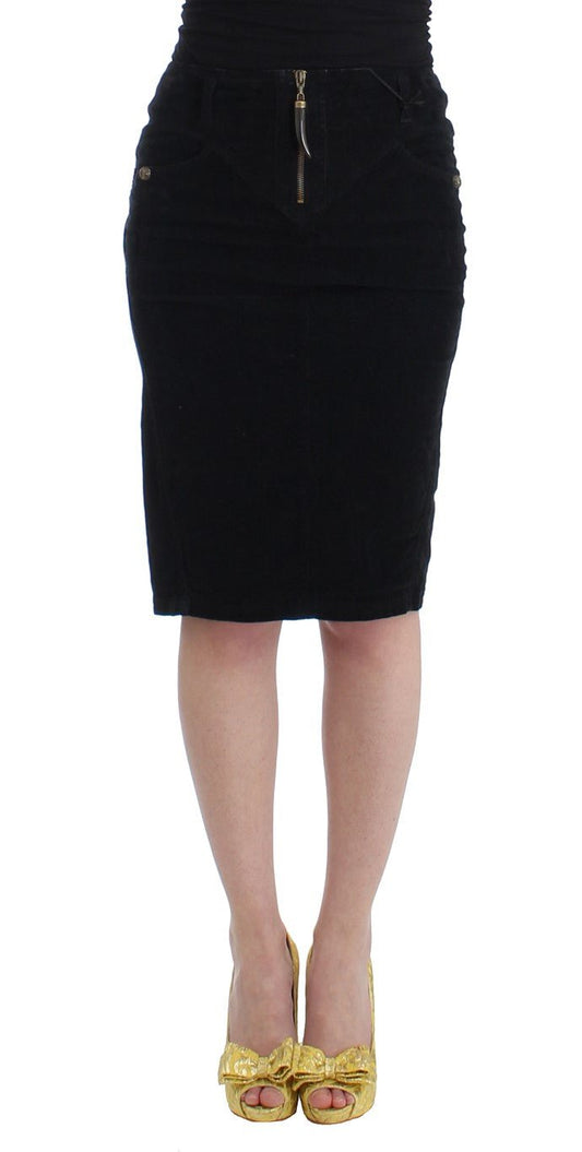 Black Corduroy Pencil Skirt - coffeewithmee2CavalliP0580S