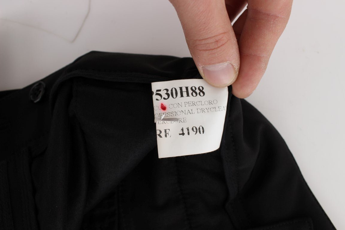 Black Cotton Blend Capri Cropped Pants - coffeewithmee2Ermanno ScervinoP1853S