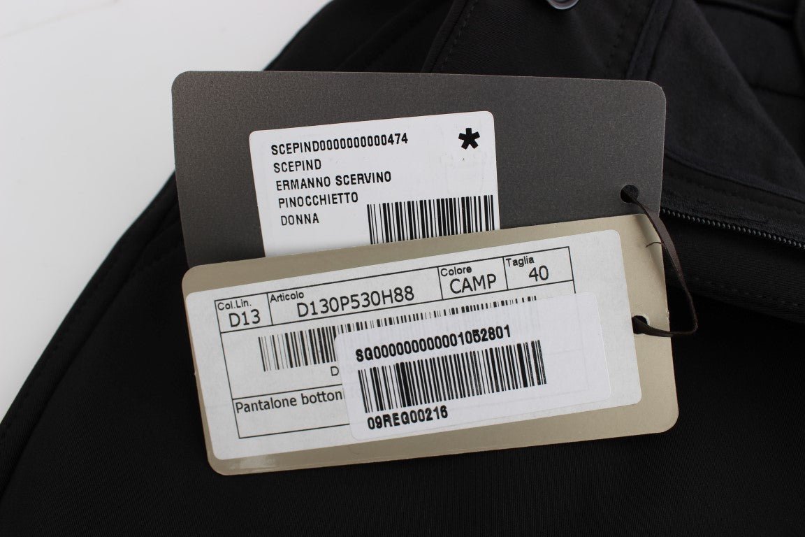 Black Cotton Blend Capri Cropped Pants - coffeewithmee2Ermanno ScervinoP1853S