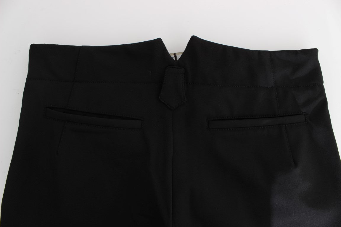 Black Cotton Blend Capri Cropped Pants - coffeewithmee2Ermanno ScervinoP1853S