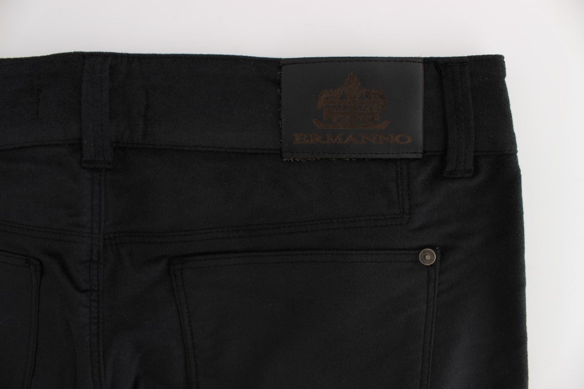 Black Cotton Blend Regular Fit Pants - coffeewithmee2Ermanno ScervinoP1854S