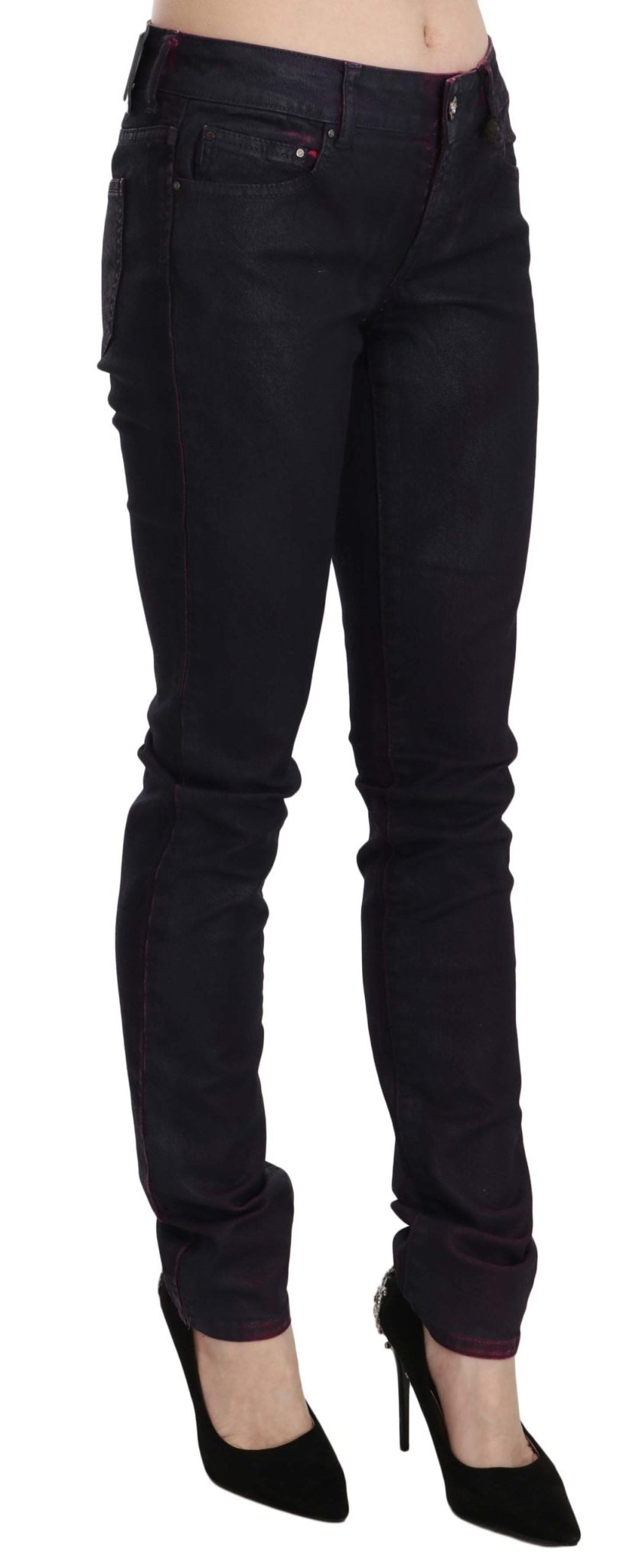 Black Cotton Low Waist Skinny Denim Pants - coffeewithmee2Just CavalliP2323S