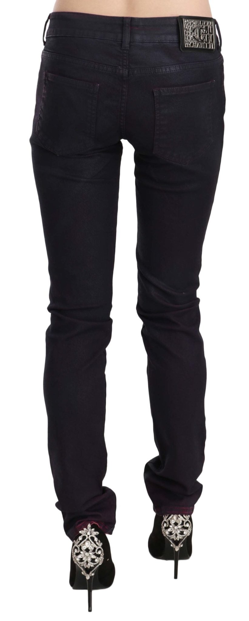 Black Cotton Low Waist Skinny Denim Pants - coffeewithmee2Just CavalliP2323S