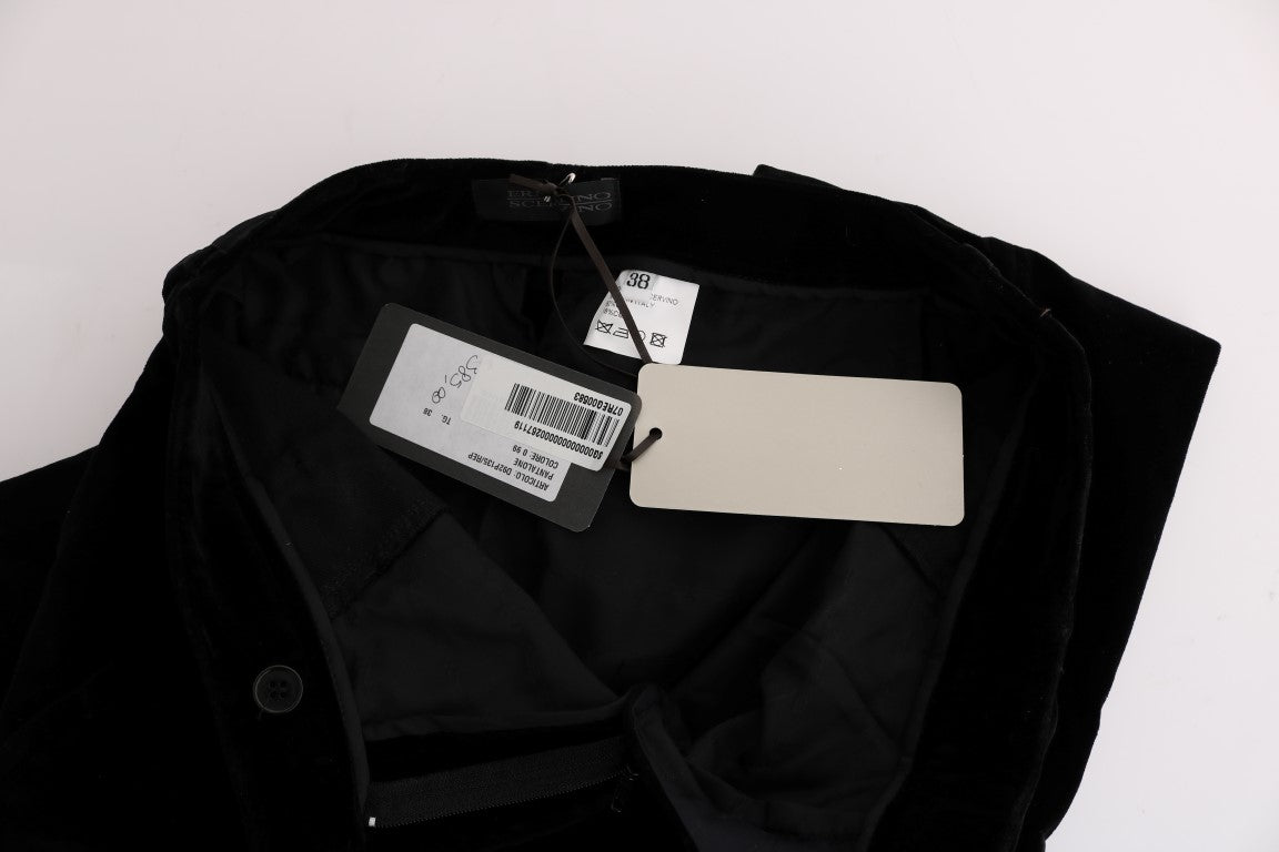 Black Cotton Regular Fit Formal Pants - coffeewithmee2Ermanno ScervinoP1948S