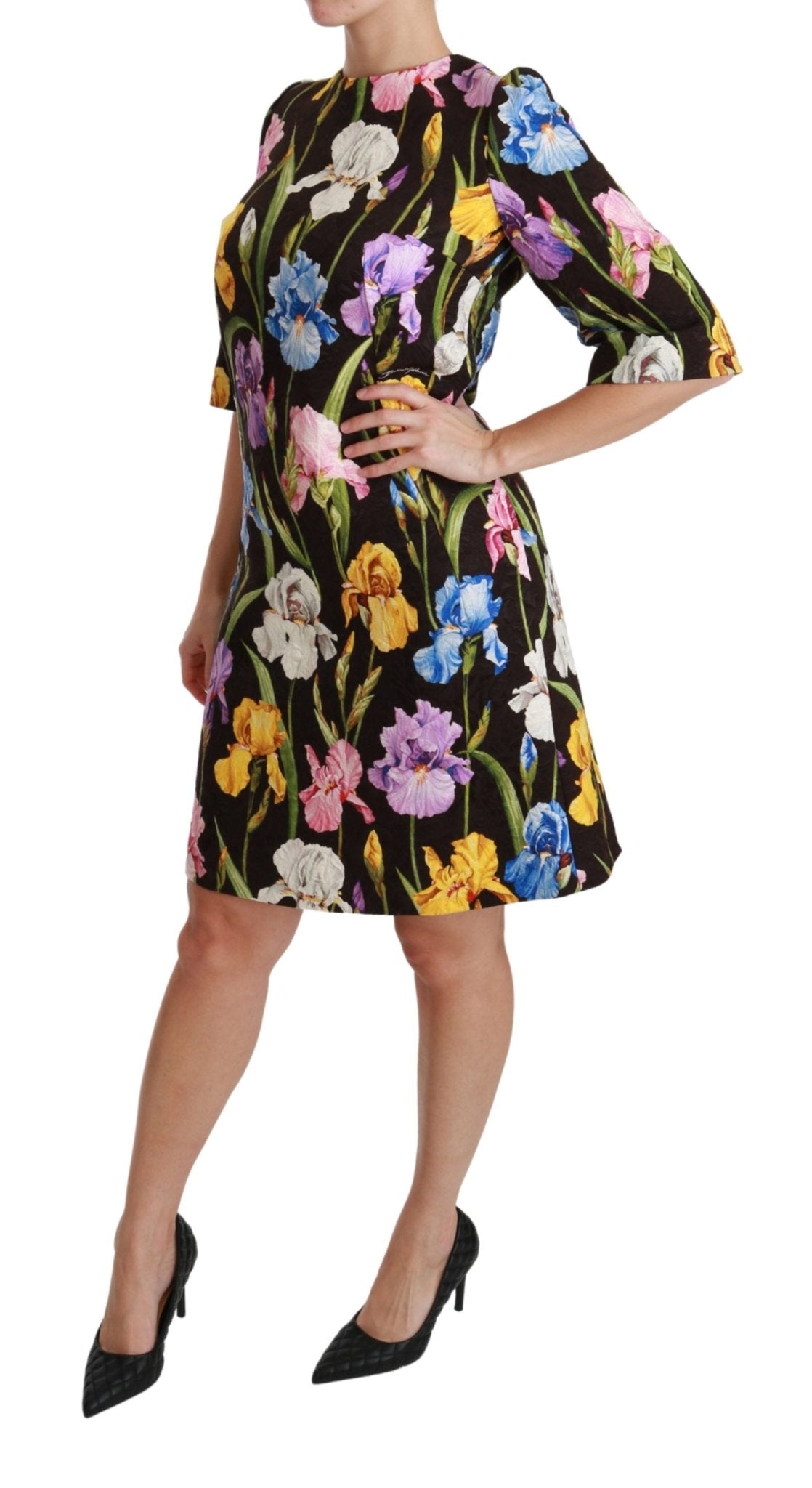 Black Cotton Silk Floral Shift Dress - coffeewithmee2Dolce & GabbanaP2928S