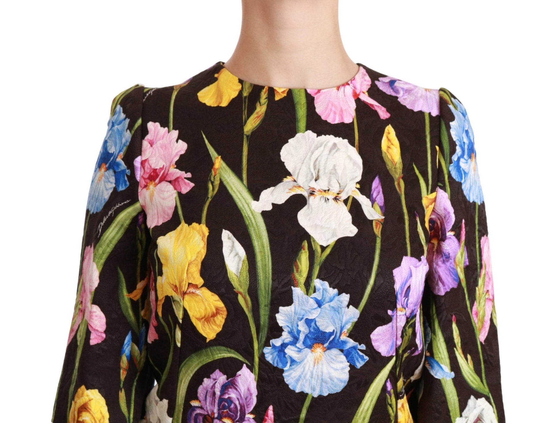 Black Cotton Silk Floral Shift Dress - coffeewithmee2Dolce & GabbanaP2928S